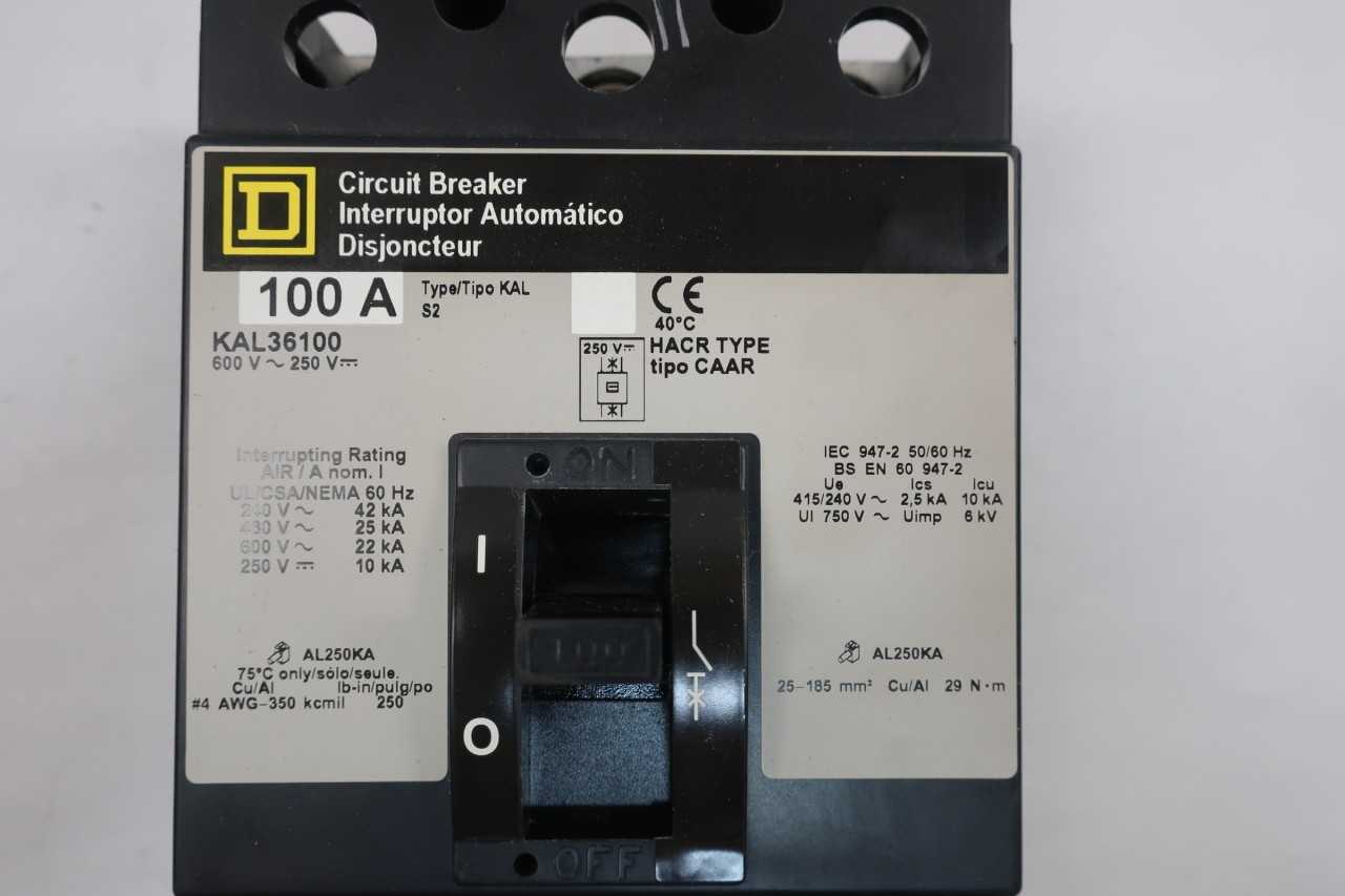 SQUARE D KAL36100 MOLDED CASE CIRCUIT BREAKER 3P 100A 600V-AC - CIRCUIT BREAKERS