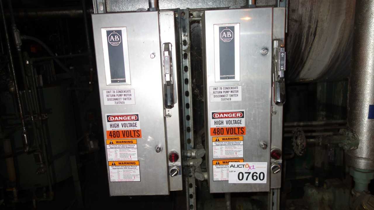 LOT OF 2 ALLEN BRADLEY 500F-COD930 SIZE 2 STAINLESS FUSIBLE COMBINATION STARTER DISCONNECT - AUTOMATION & CONTROLS