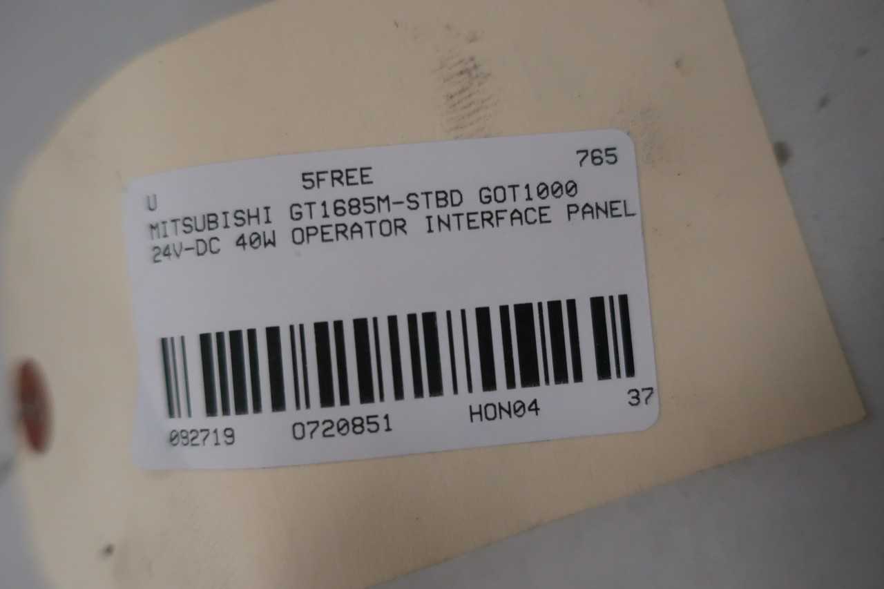 MITSUBISHI GT1685M-STBD GOT1000 24V-DC 40W OPERATOR INTERFACE PANEL - AUTOMATION & CONTROLS