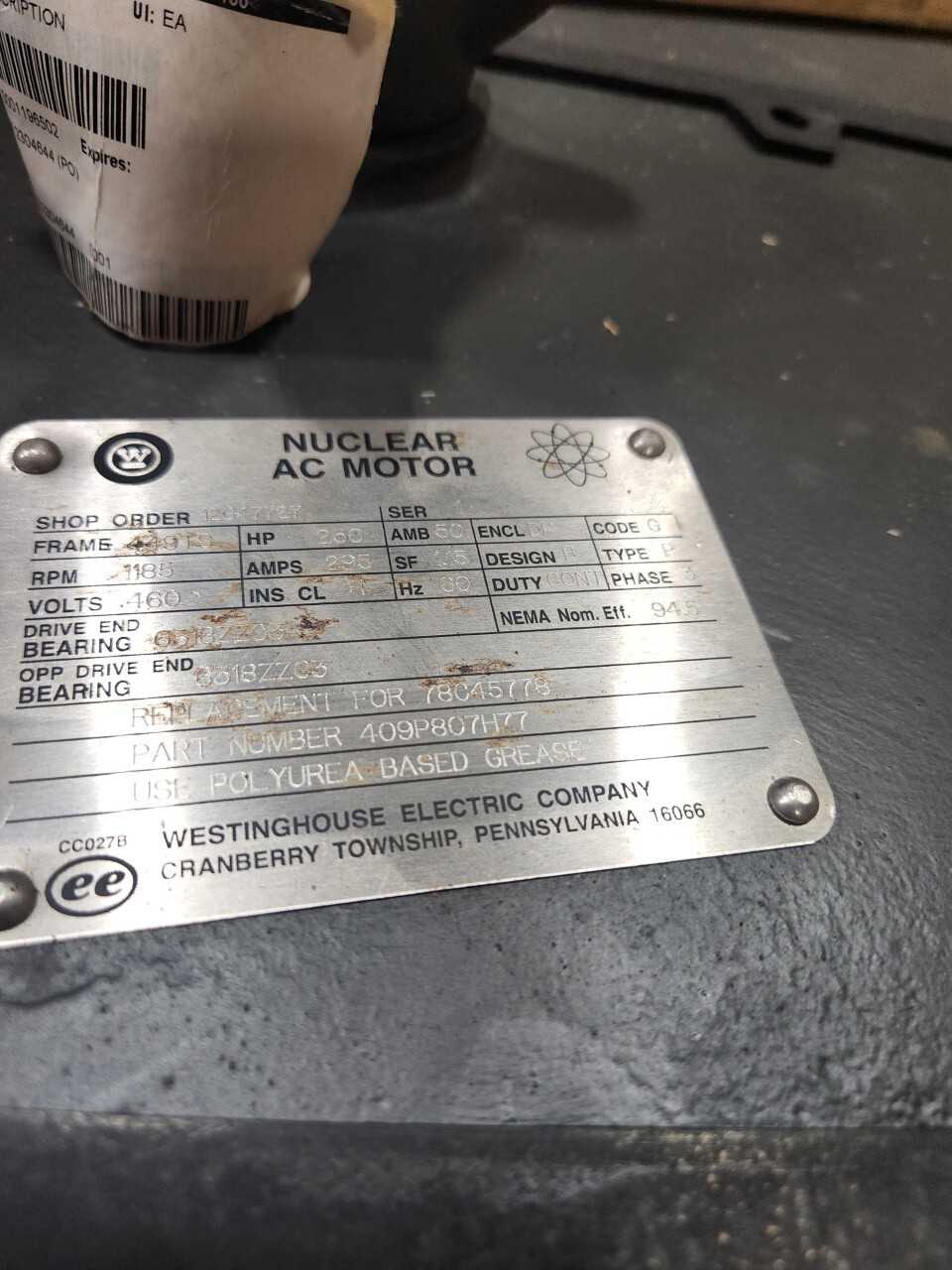 250HP Westinghouse Motor - ELECTRIC MOTORS