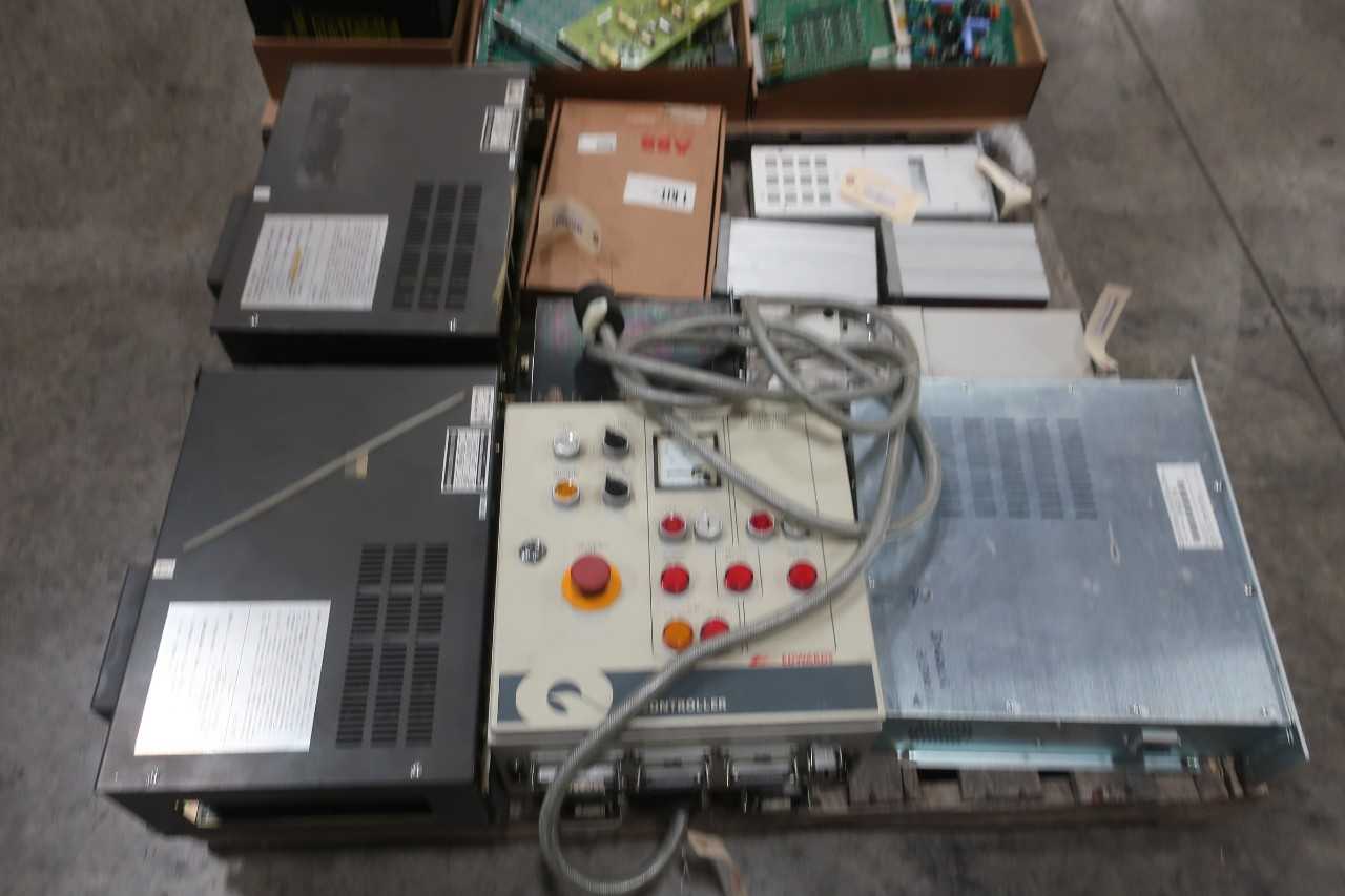 2 PALLETS OF ASSORTED ELECTRICAL CIRCUIT BOARDS, CONTROLLER CONTROLS - MITSUBISHI, ABB, NEW WESTINGHOUSE, GENERAL ELECTRICAL - ELECTRICAL COMPONENTS