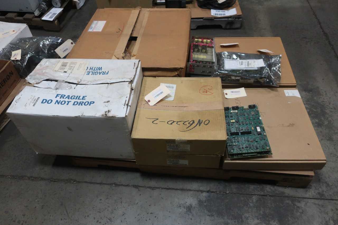 1 PALLET OF ASSORTED AUTOMATION AND CONTROLS, SERVO MOTORS, CONTROLLERS, SERVO DRIVES, YASKAWA, MITSUBISHI, ALSTOM, WESTINGHOUSE - SERVO