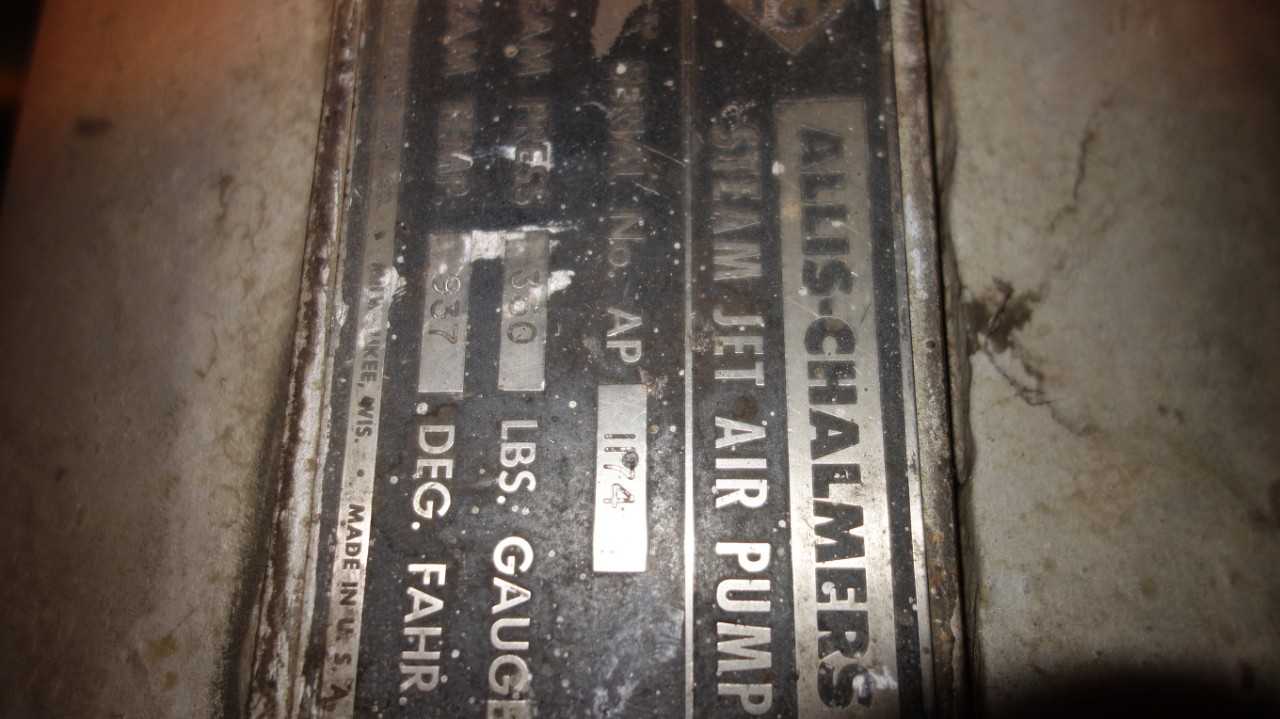 ALLIS CHALMERS 350LBS 900F STEAM JET AIR PUMP - PUMPS