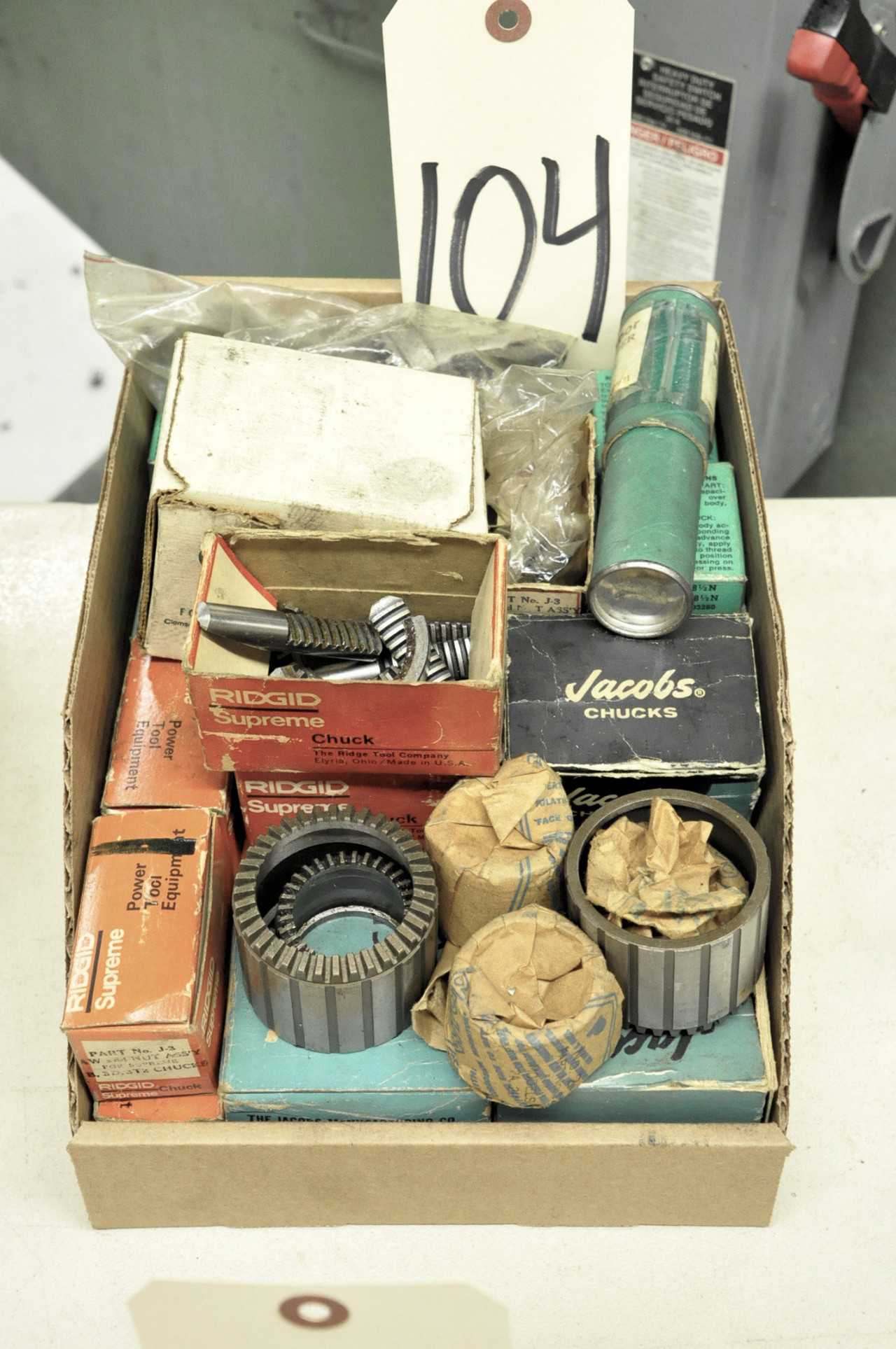 Lot-JACOBS Chuck Jaws, Sleeves and Arbors in (1) Box - ELECTRIC POWER TOOLS