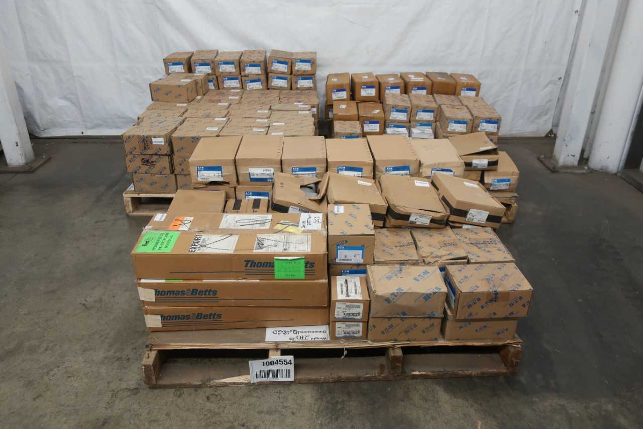 3 PALLETS OF ASSORTED CONDUIT PARTS AND ACCESSORIES - ELECTRICAL COMPONENTS