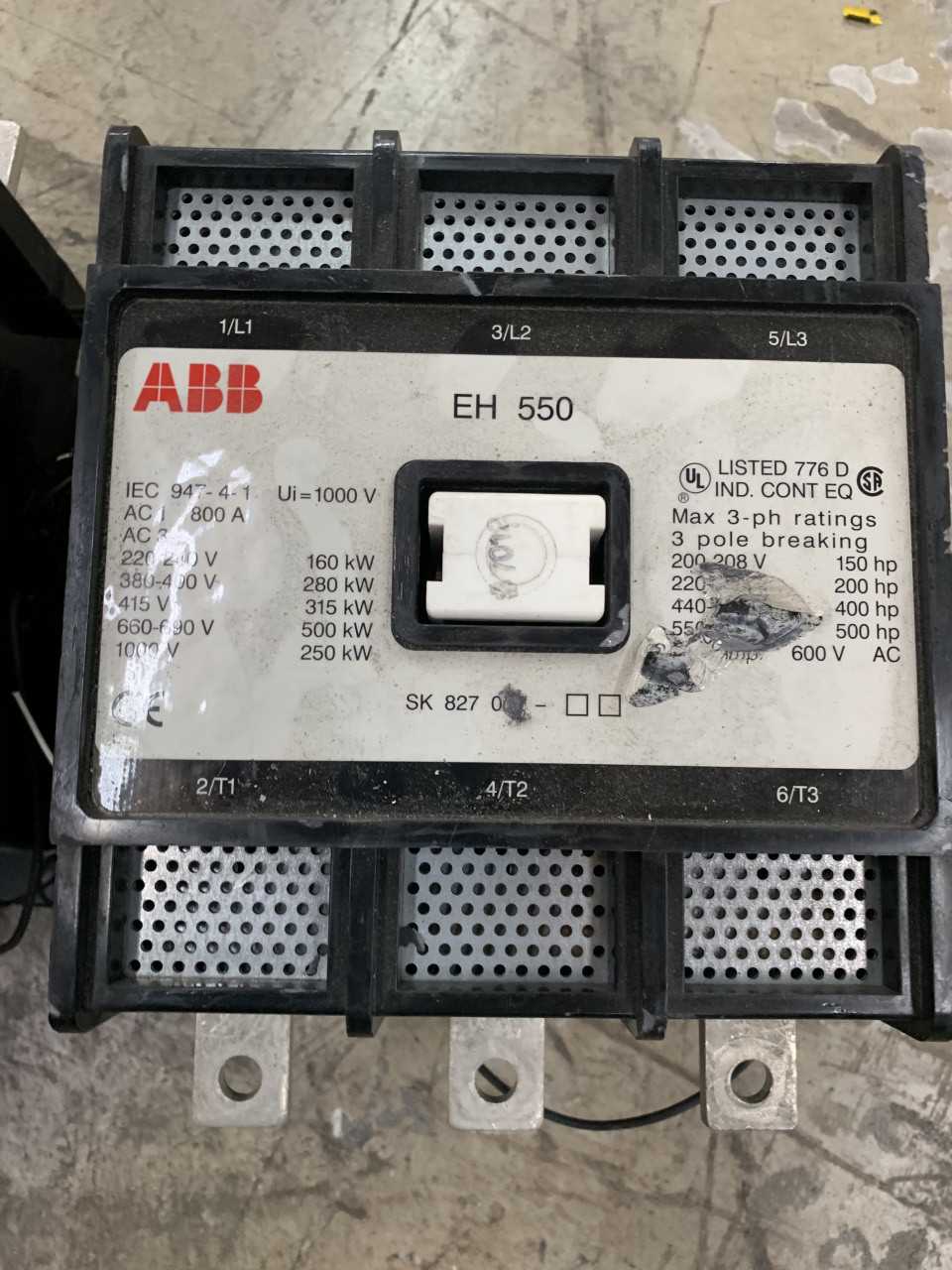 LOT OF 2 USED ABB EH 550 CONTACTORS SK 827 100-DB - CONTACTORS