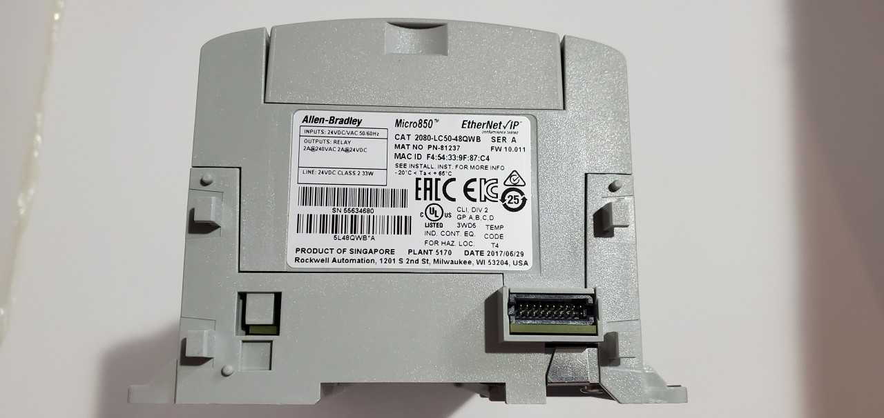 Allen Bradley Micro 850 2080-LC50-48QWB PLC - AUTOMATION & CONTROLS