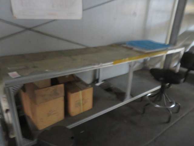Aluminum Table on wheels and contents - MISCELLANEOUS