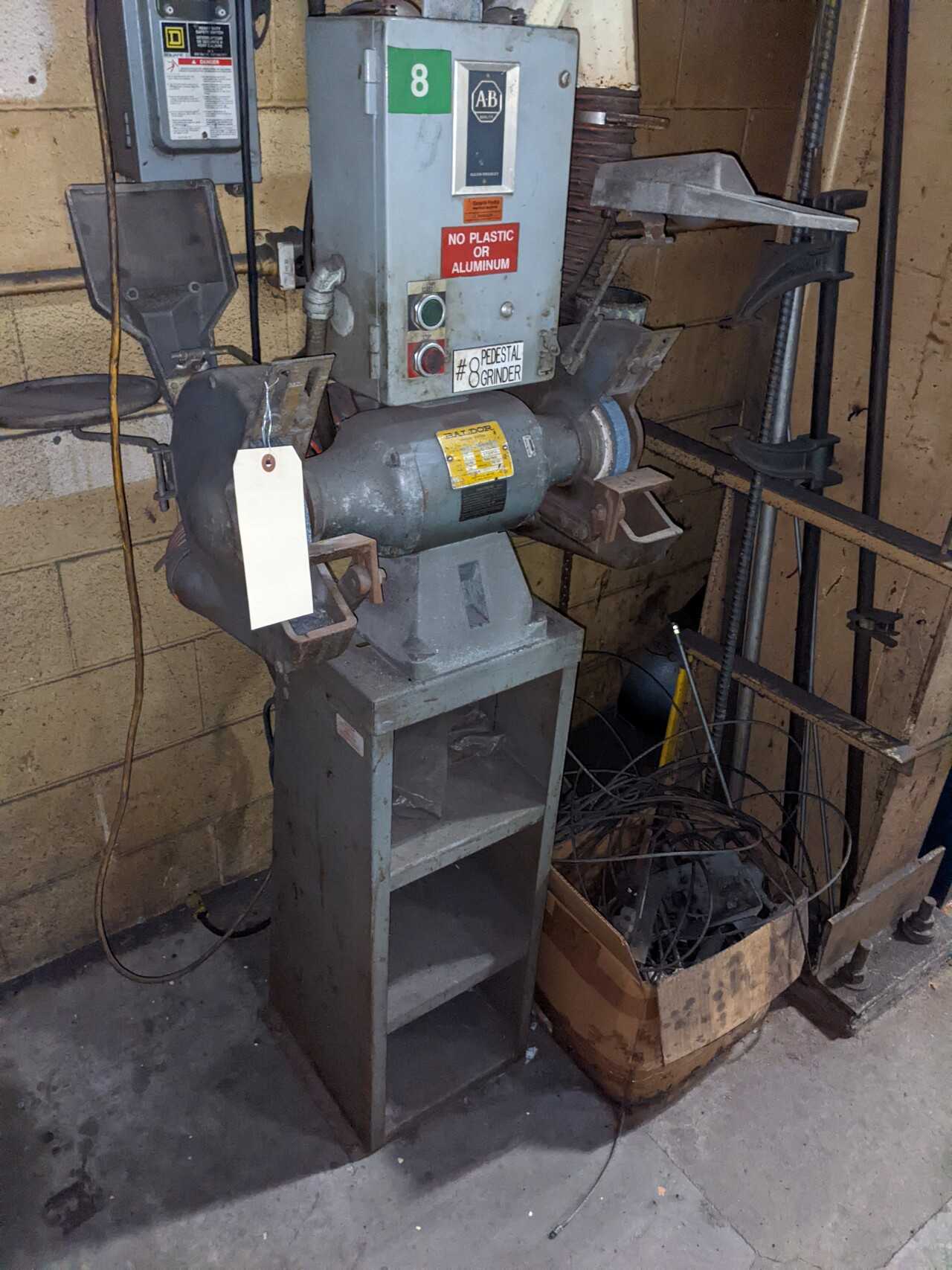 BALDOR 8" x 3-HP DOUBLE END PEDESTAL GRINDER - GRINDING MACHINES