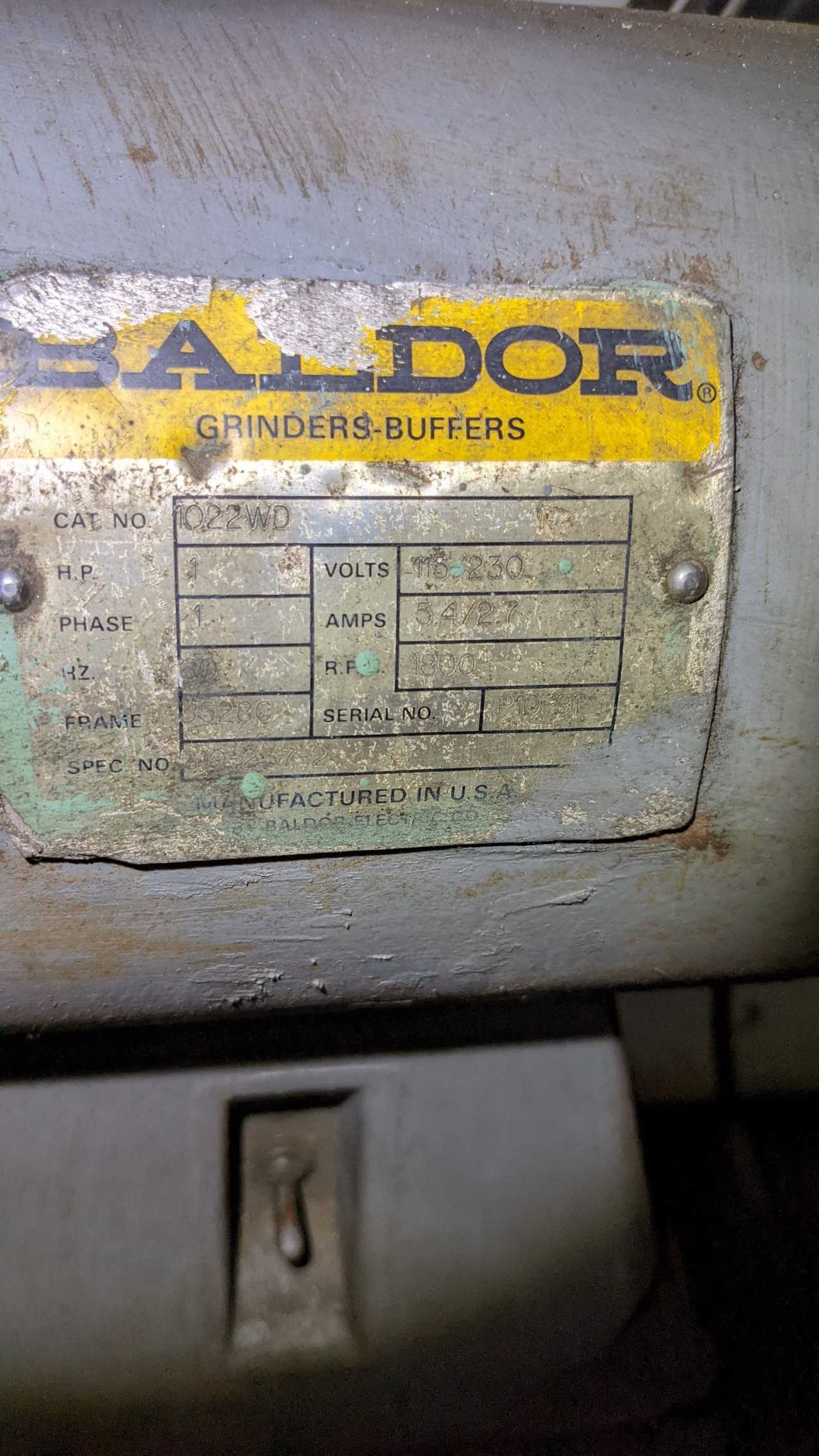 Baldor grinder/buffer. 1022WD 1 HP 115 volts - GRINDING MACHINES