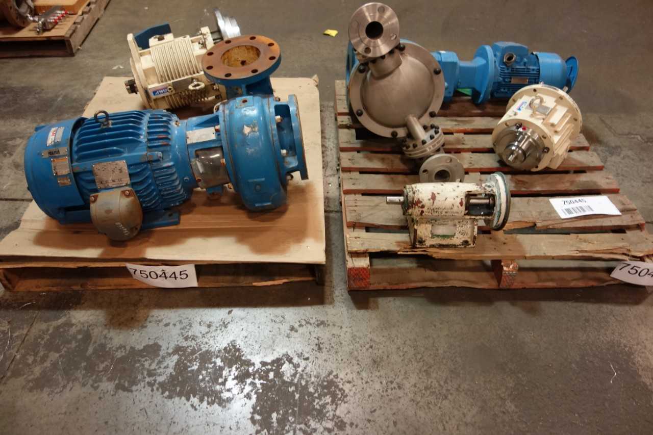2 PALLETS OF ASSORTED CENTRIFUGAL PUMPS, PUMP PARTS AND ACCESSORIES, DIAPHRAGM PUMP- SKF, LEWIS PUMPS, SEYBERT & RAHIER, ENVIRONAMICS - DIAPHRAGM PUMP