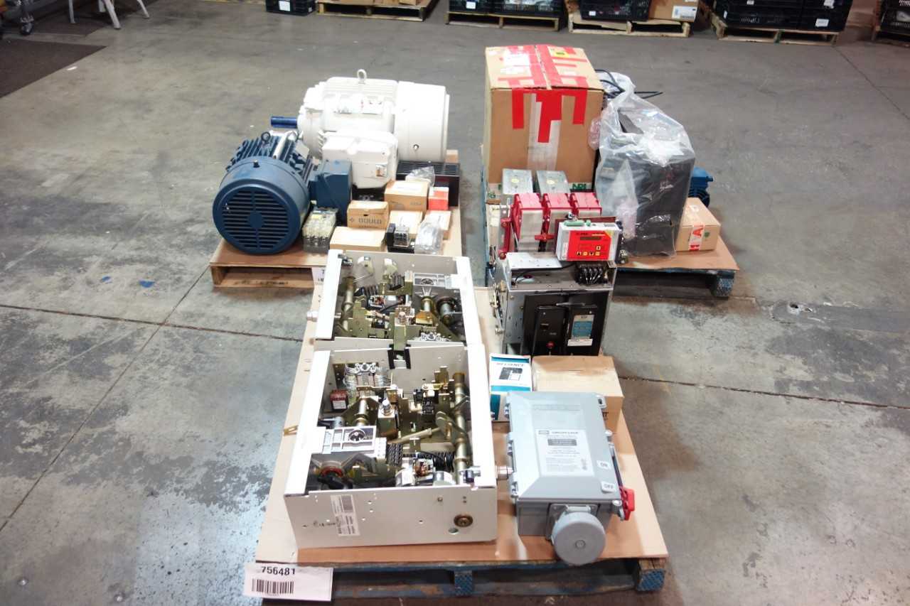 3 PALLETS OF ASSORTED ELECTRICAL, SWITCH-GEAR, BREAKERS, COMPUTER AND PERIPHERAL - ELECTRICAL COMPONENTS