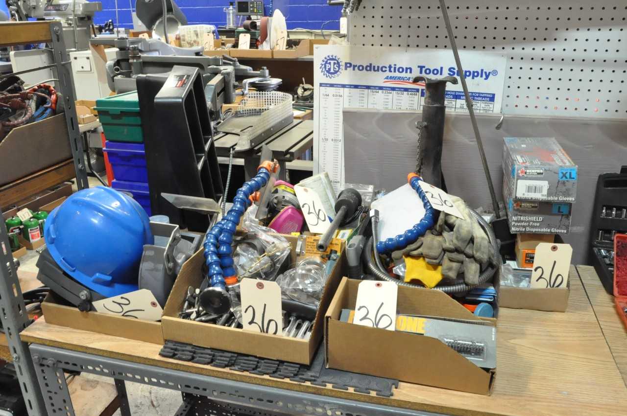 Lot-Ass't'd Hand Tools in (7) Boxes on (1) Bench Top - ELECTRIC POWER TOOLS