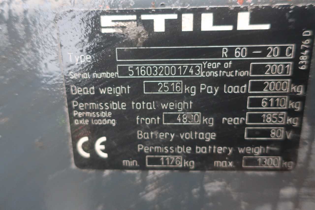 STILL R60-20C ELECTRIC FORKLIFT TRUCK W/O BATTERY - MISCELLANEOUS