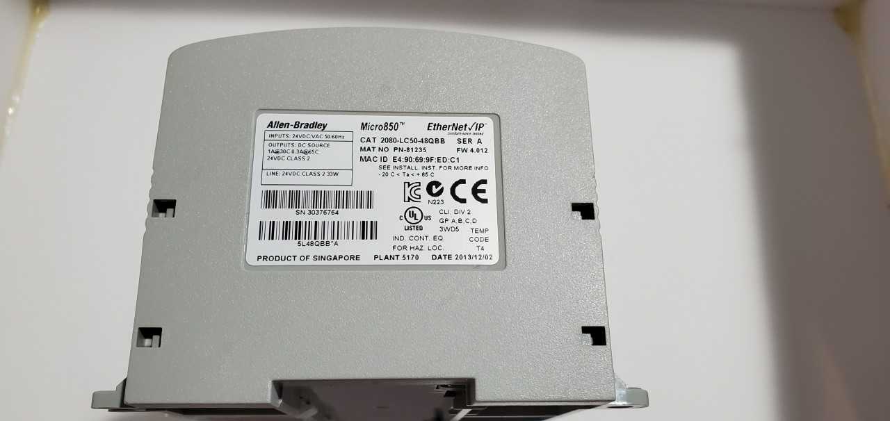 Allen Bradley Micro 850 2080-LC50-48QBB PLC - AUTOMATION & CONTROLS