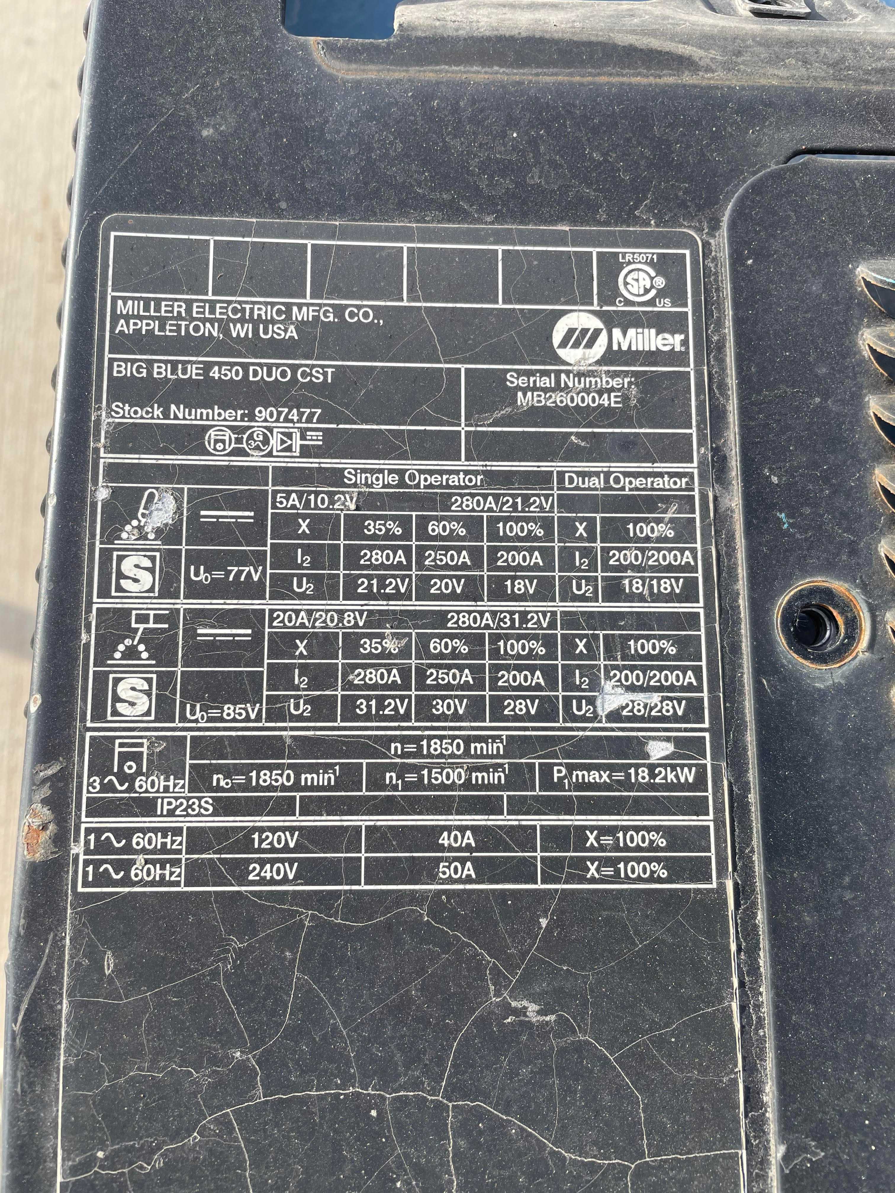 Miller Big Blue 450 Duo CST Welder - WELDING EQUIPMENT