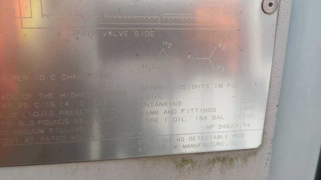 General Electric 3 phase 750 KVA transformer - CONTROL TRANSFORMERS