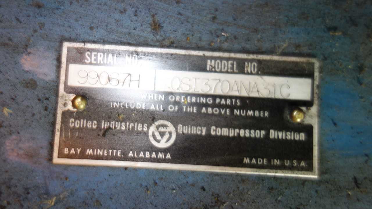 QUINCY QSI370ANA31C ROTARY SCREW AIR COMPRESSOR - AIR COMPRESSORS