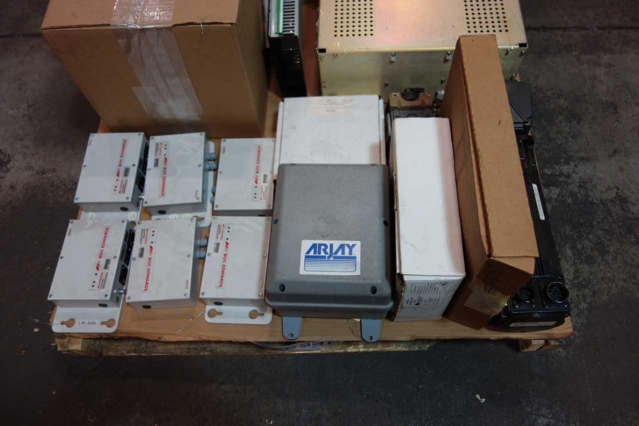 1 PALLET OF ASSORTED ELECTRICAL- MODULE CONTROLS, SERVO MOTORS, INTERFACE PANEL- INDRAMAT, GE FANUC, RELIANCE - AUTOMATION & CONTROLS