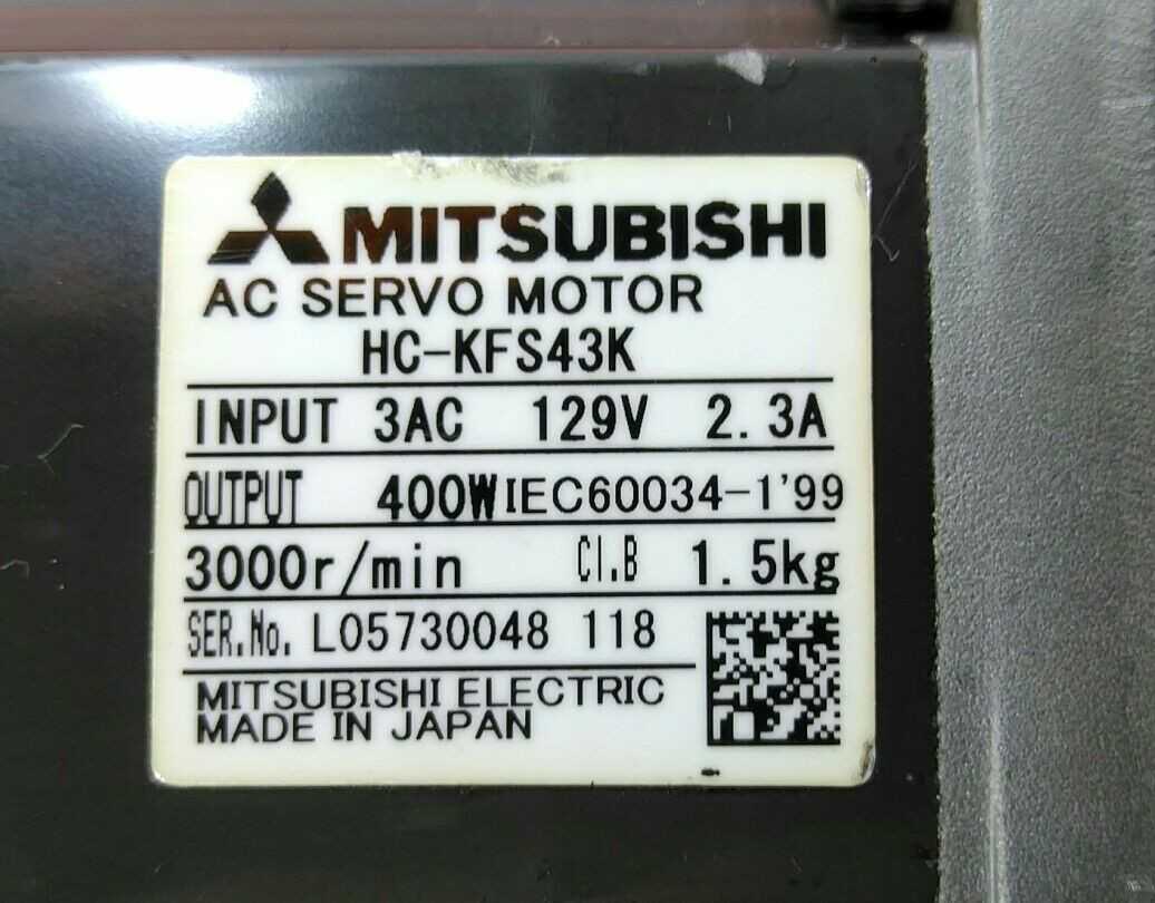 Mitsubishi HC-KFS43K AC Servo Motor + Sumitomo ANF J-K40-SV-20 MC-Drive - Used - Bench Tested - SERVO