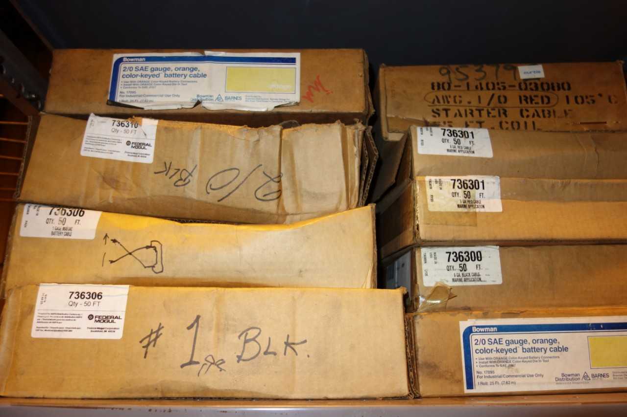 CONTENTS OF SHELVING, TRAILER CABLES - SHELVING