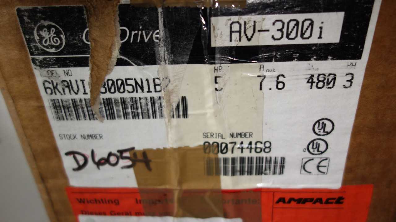 LOT OF 2 GENERAL ELECTRIC AV-300I 5HP INVERTER DRIVES, 6KAVI43005Y1D1, 6KAVI43005N1B2 - MOTOR DRIVES