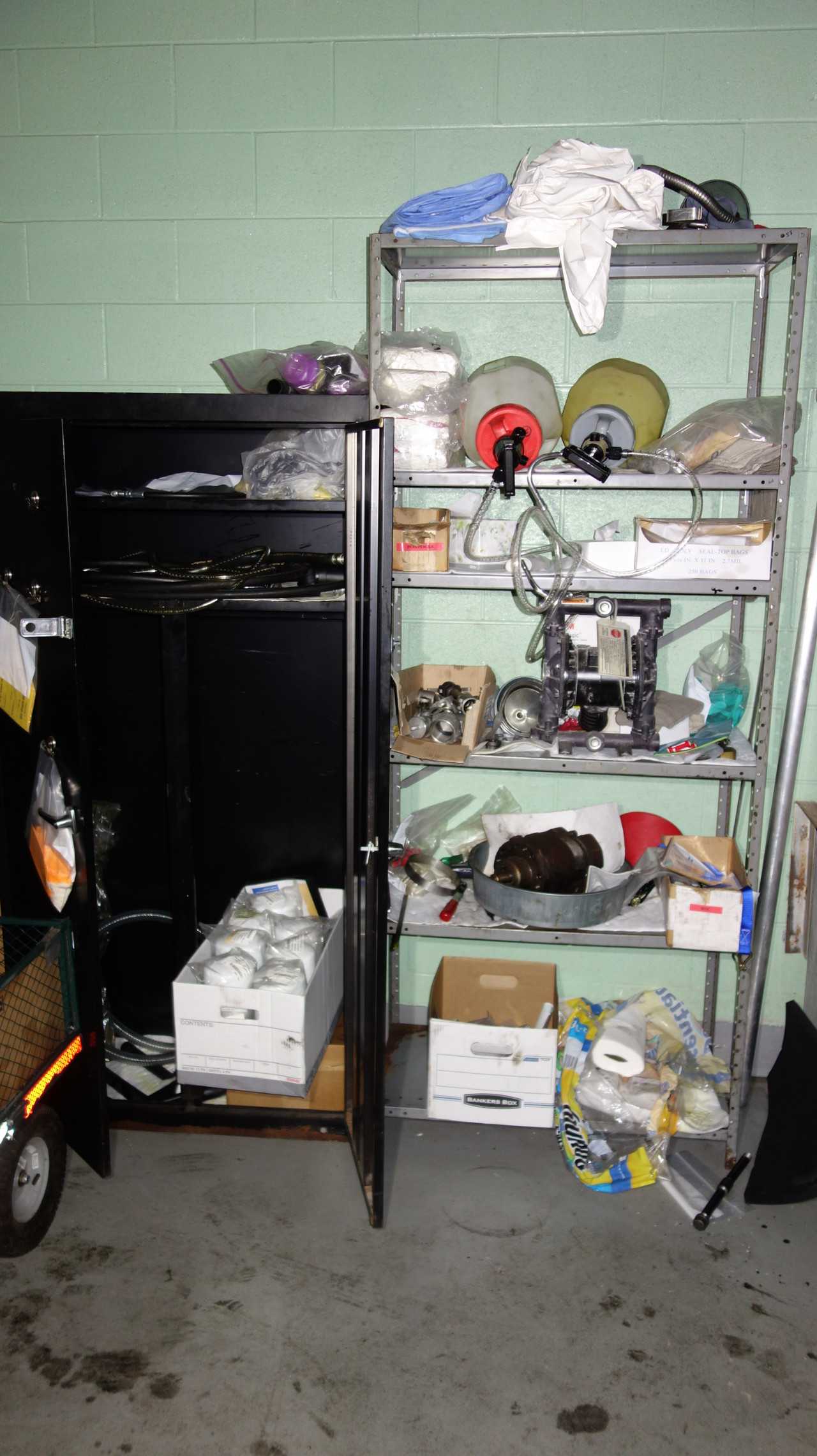 SHELVING AND CABINET WITH CONTENTS - PUMPS AND MRO - SHELVING