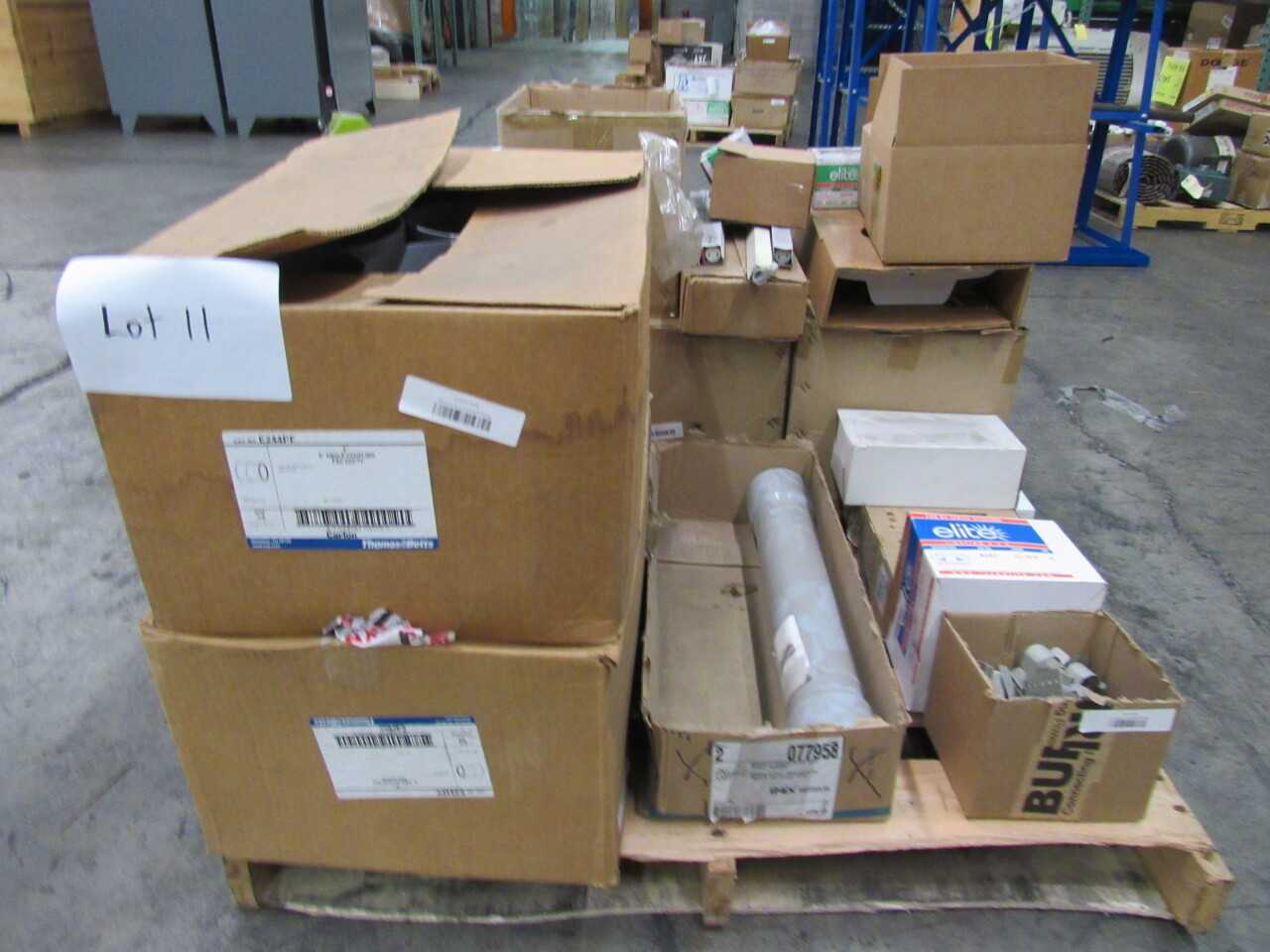 Pallet of 236x Assorted Lights, LEDs, Electrical Conduit Fittings, Tools & Neutral/Ground & Cables - ELECTRICAL COMPONENTS