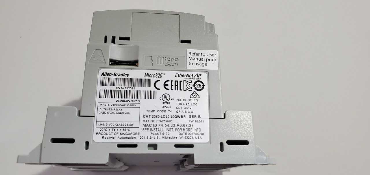 Allen Bradley Micro 820 2080-LC20-20QWB PLC - AUTOMATION & CONTROLS
