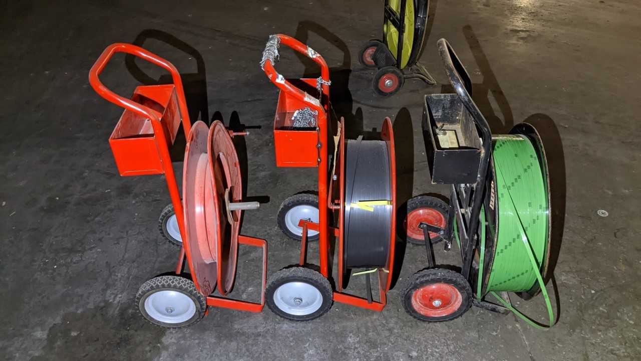 LOT OF 3 BANDING CARTS - MATERIAL HANDLING