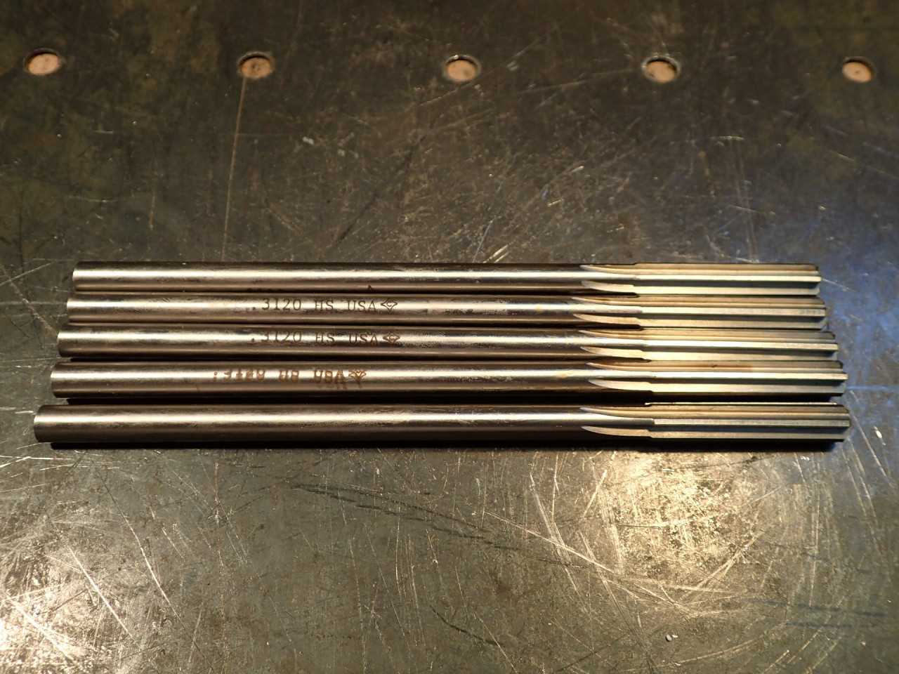 5 Piece Lot Cleveland Twist Drill .3120" HS Straight Flute Chucking Reamers, USA - HOLEMAKING TOOLS