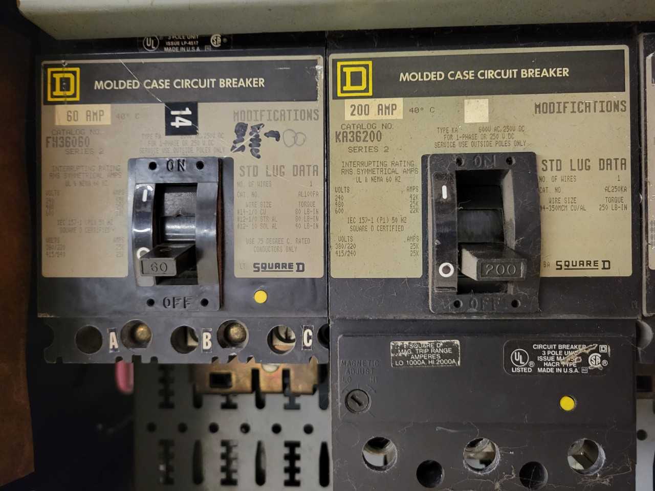Custom Panel - 10 Square D MCCBs - Includes 3 x FH36100 - ELECTRICAL PARTS