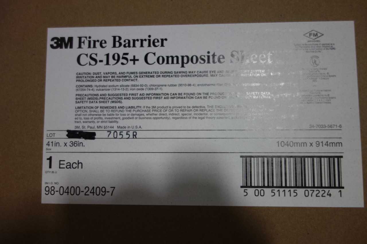 PALLET OF 3M FIRE BARRIER CS-195+ COMPOSITE SHEETS - SAFETY EQUIPMENT