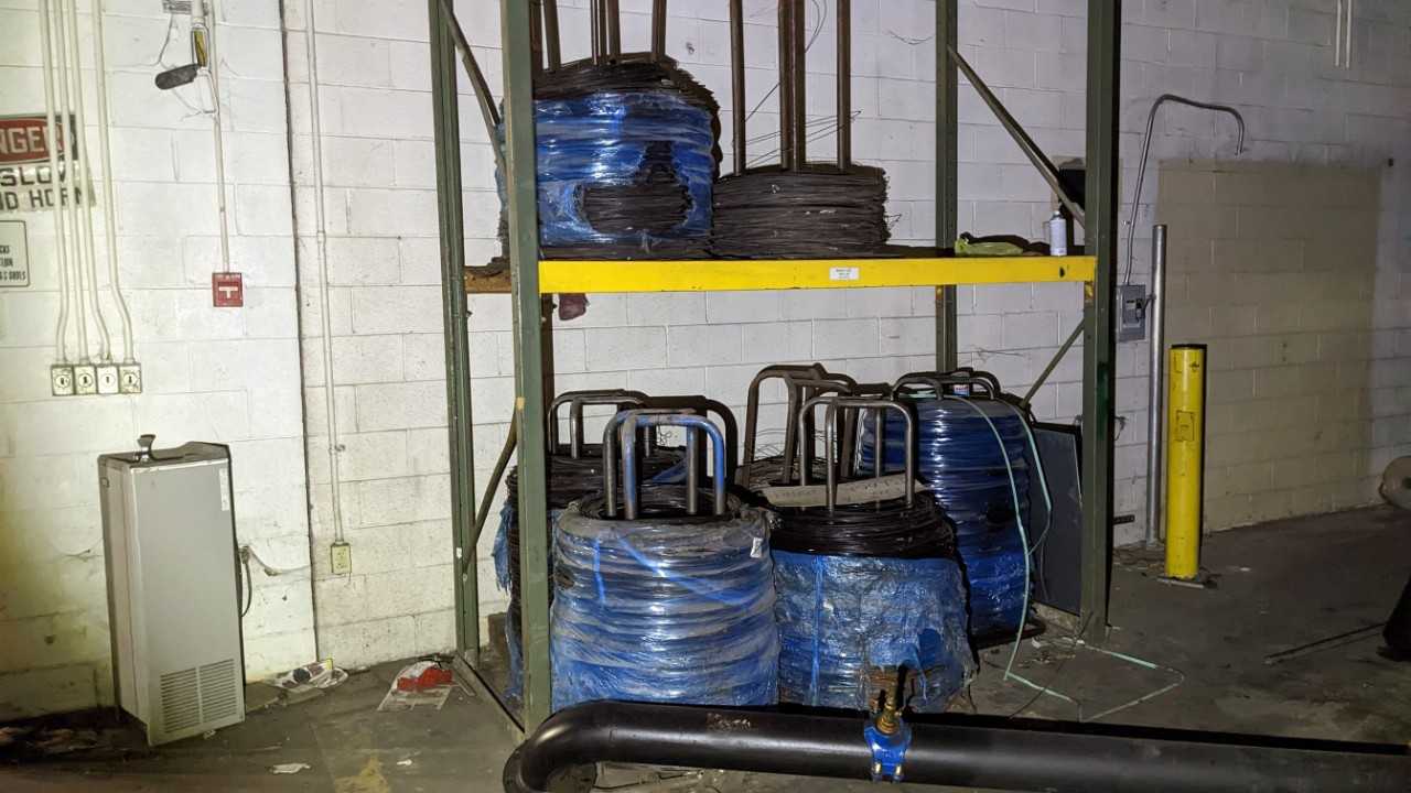 LOT OF 13 PALLETS OF BALER WIRE REELS - ELECTRICAL COMPONENTS