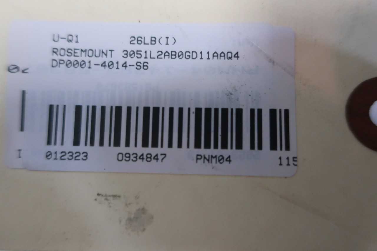 ROSEMOUNT 3051L2AB0GD11AAQ4 DP0001-4014-S6 PRESSURE TRANSMITTER - INSTRUMENTATION