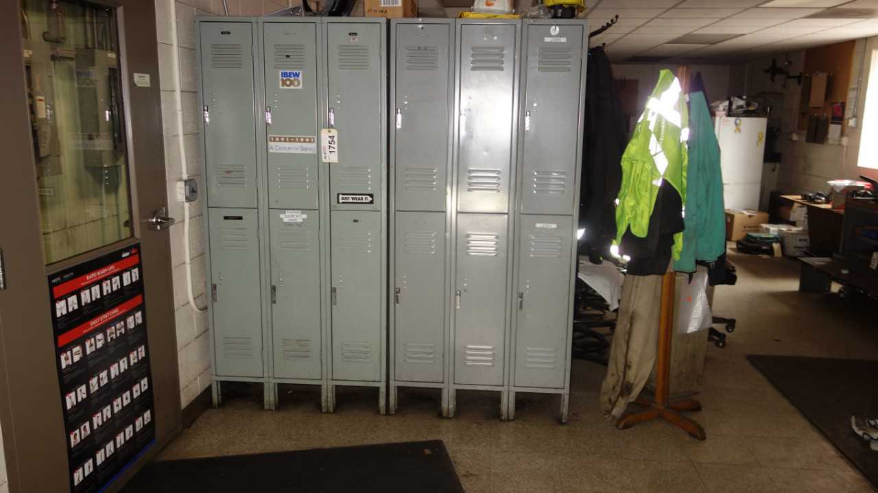 2X SECTIONS OF LOCKERS WITH CONTENTS W/ COAT RACK - TOOL STORAGE