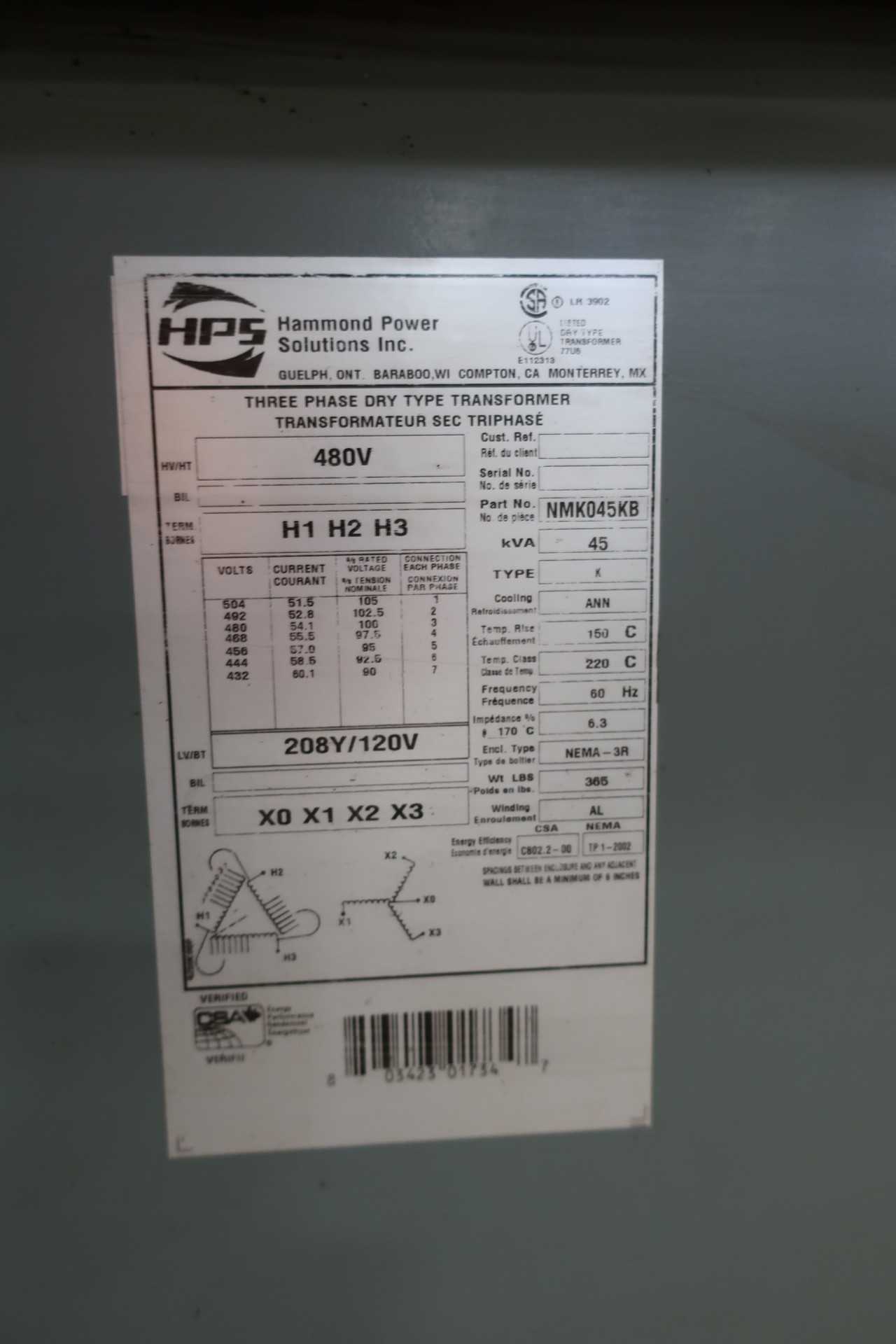 HPS NMK045KB VOLTAGE TRANSFORMER - CONTROL TRANSFORMERS