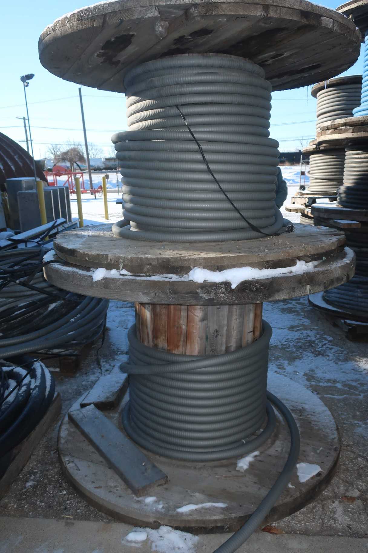 2 SPOOLS OF ASSORTED INSULATED CABLE-WIRE - ELECTRICAL COMPONENTS