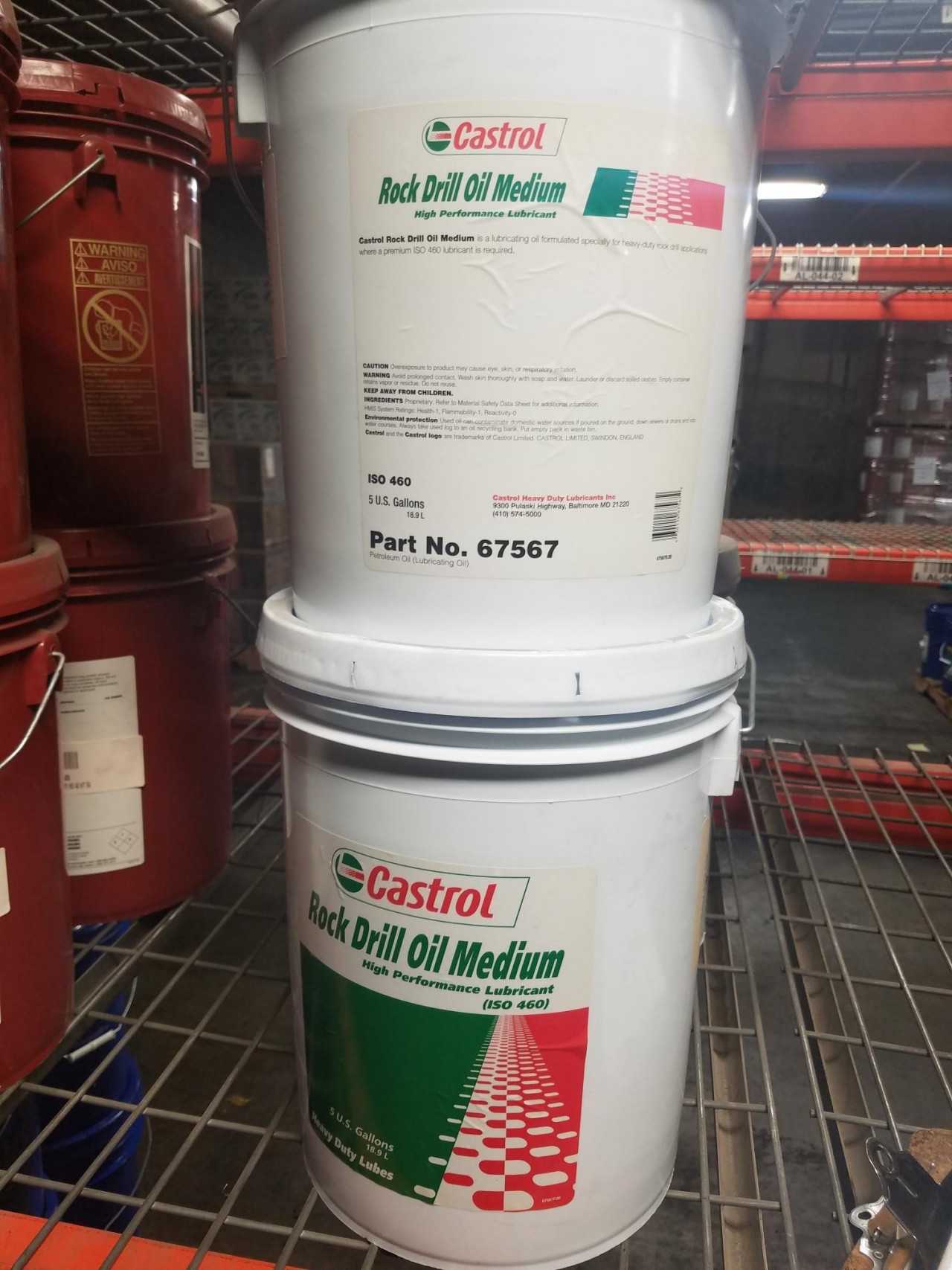 Lot of 26 Pails - CASTROL ROCK DRILL OIL MEDIUM 460 5GAL pails (104 ga total) - INDUSTRIAL PARTS
