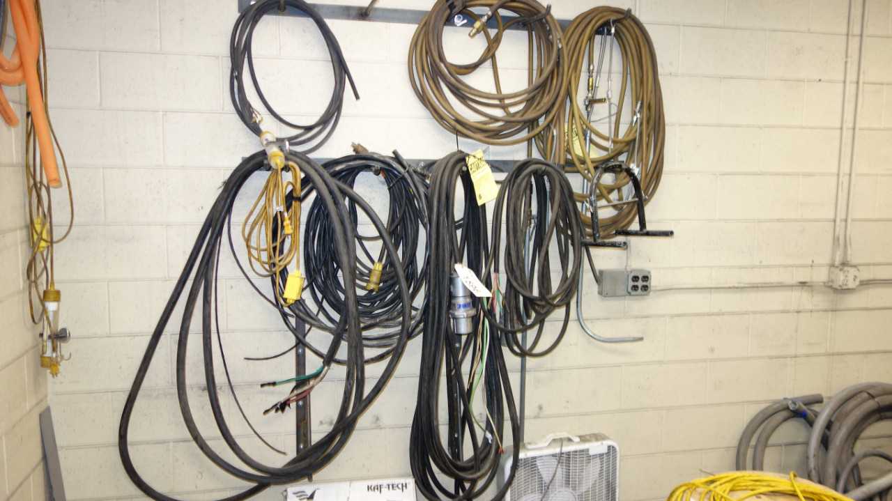 CONTENTS OF WALL SECTION, ASSORTED CABLES - ELECTRICAL COMPONENTS