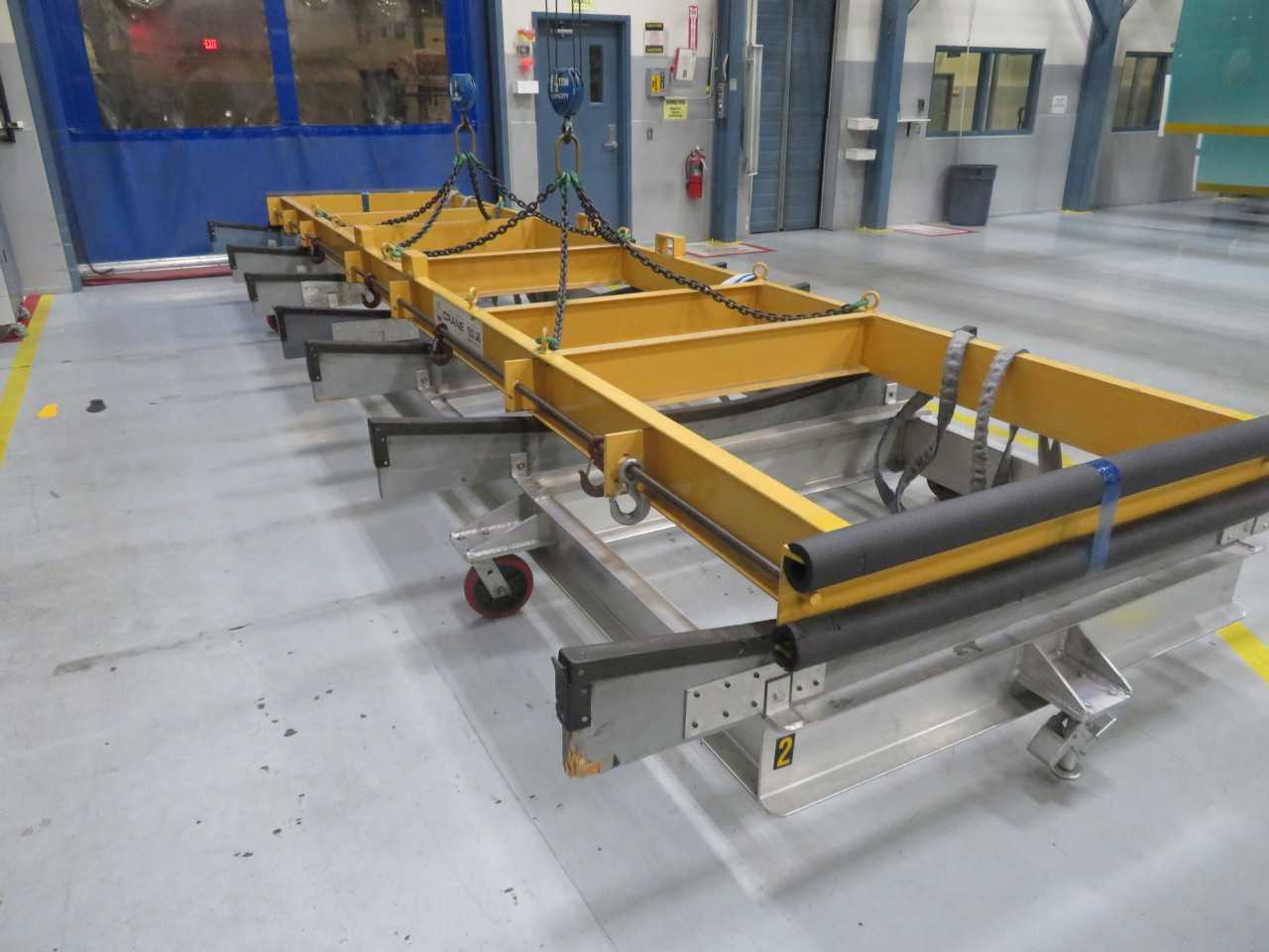 Aluminum Cart on Wheels, approx. 25' long, does not include yellow crane - MISCELLANEOUS