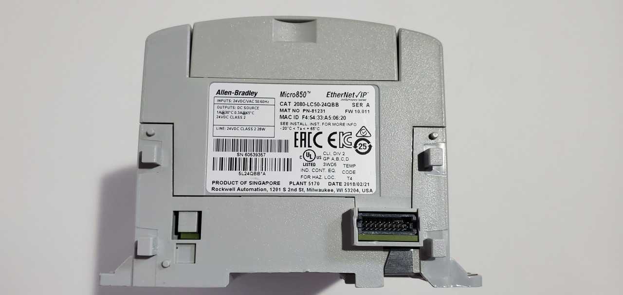 Allen Bradley Micro 850  2080-LC50-24QBB PLC - AUTOMATION & CONTROLS