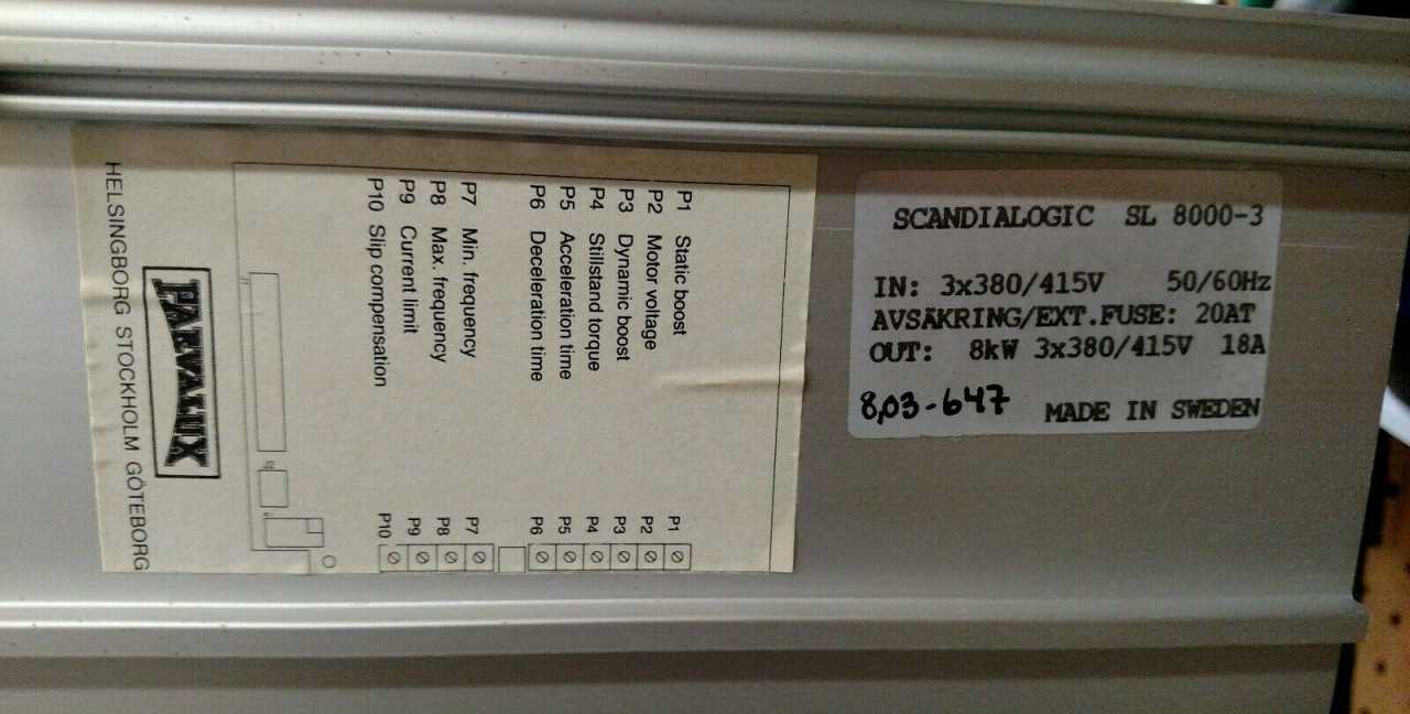 SCANDIALOGIC SL 8000-3 Inverter 18 AMP 3PH 380/415 V 8kW - Used - Bench Tested - ELECTRICAL COMPONENTS