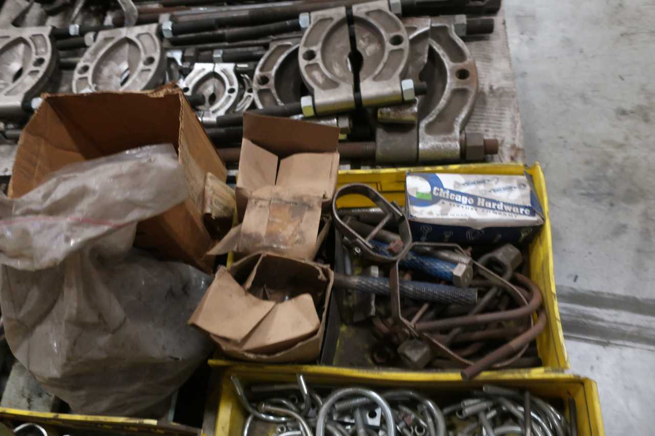 8 PALLETS OF ASSORTED TOOL & HARDWARE NUTS BOLTS NAILS CLAMPS SOCKETS WRENCHES - ELECTRIC POWER TOOLS