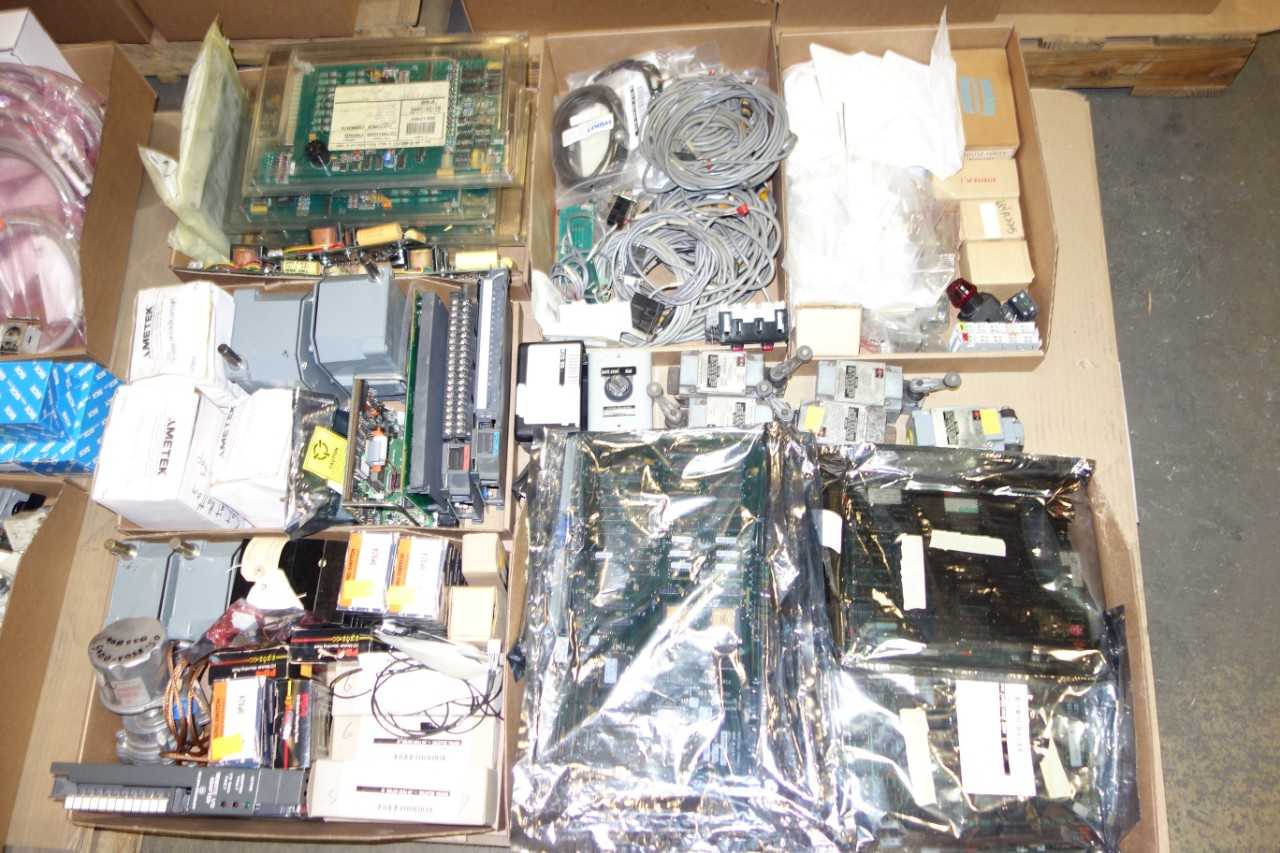 4 PALLETS OF ASSORTED ELECTRICAL AUTOMATION, CIRCUITS BOARDS, ASSORTED MODULES, SWITCHES, WIRES AND ACCESSORIES - ELECTRICAL COMPONENTS