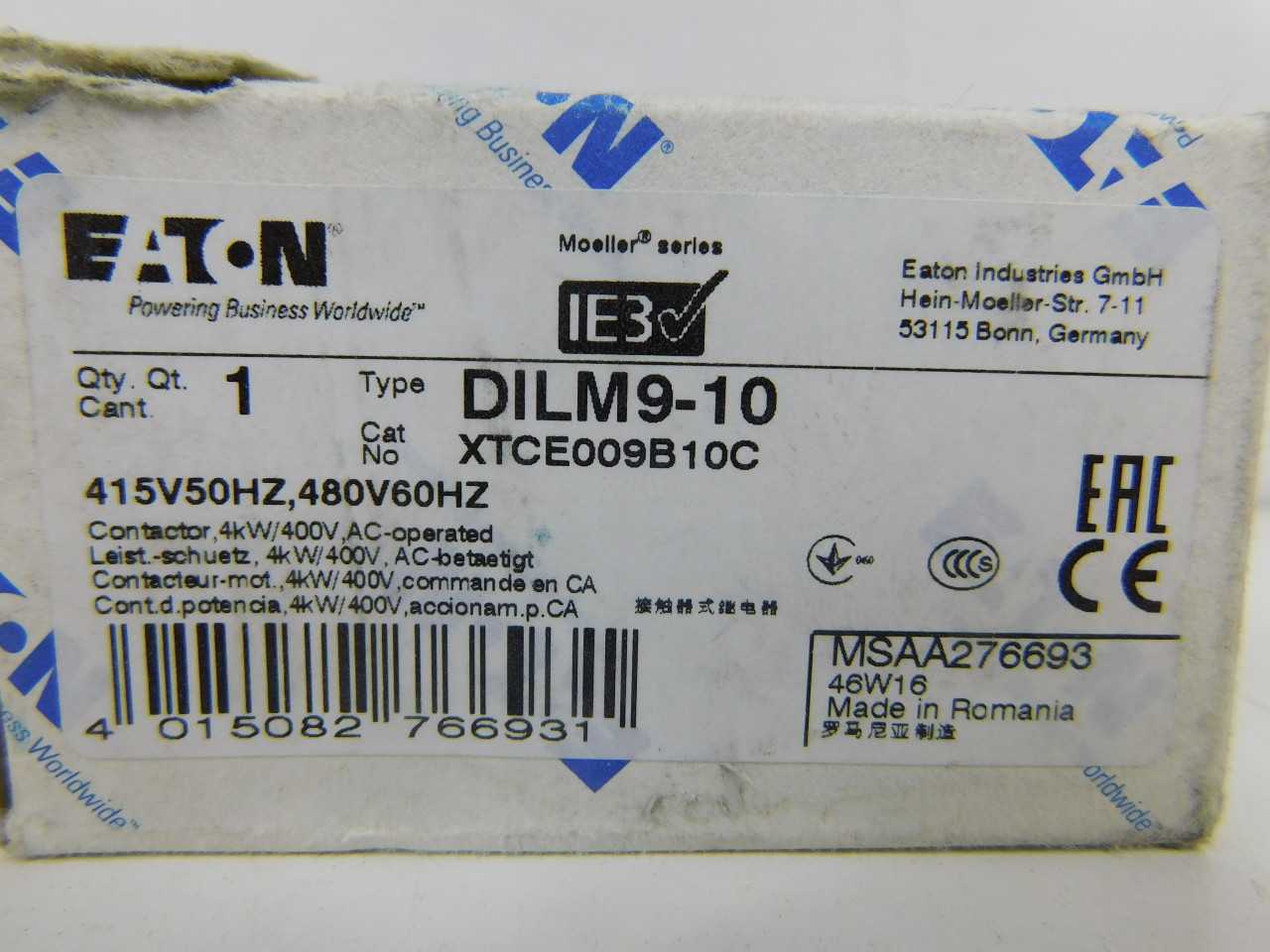 Quantity of 7x XTCE009B10C Contactors - CONTACTORS