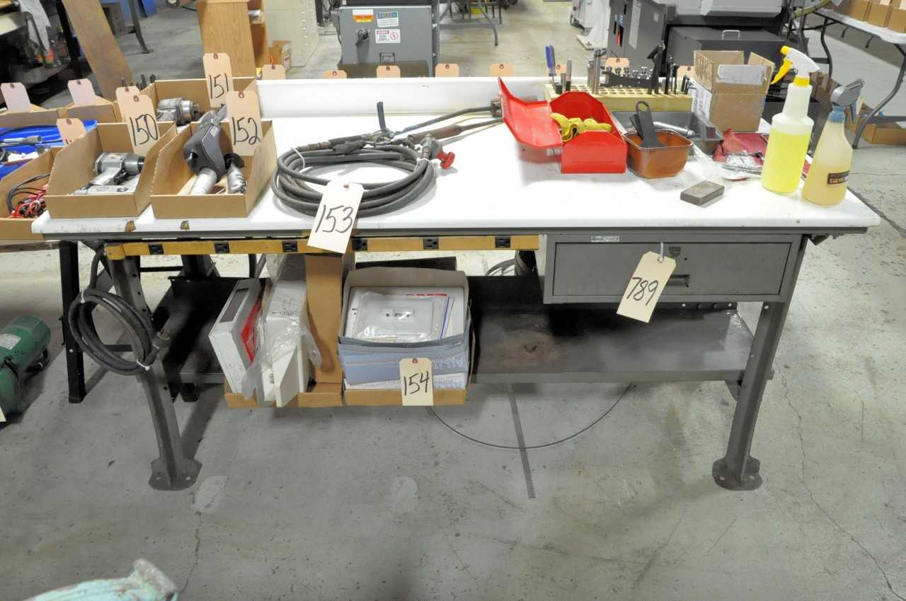 1 Work Bench and 1 Plywood on Saw Horses Work Table Contents Not Included Not to Be Removed Until Empty - ELECTRIC POWER TOOLS
