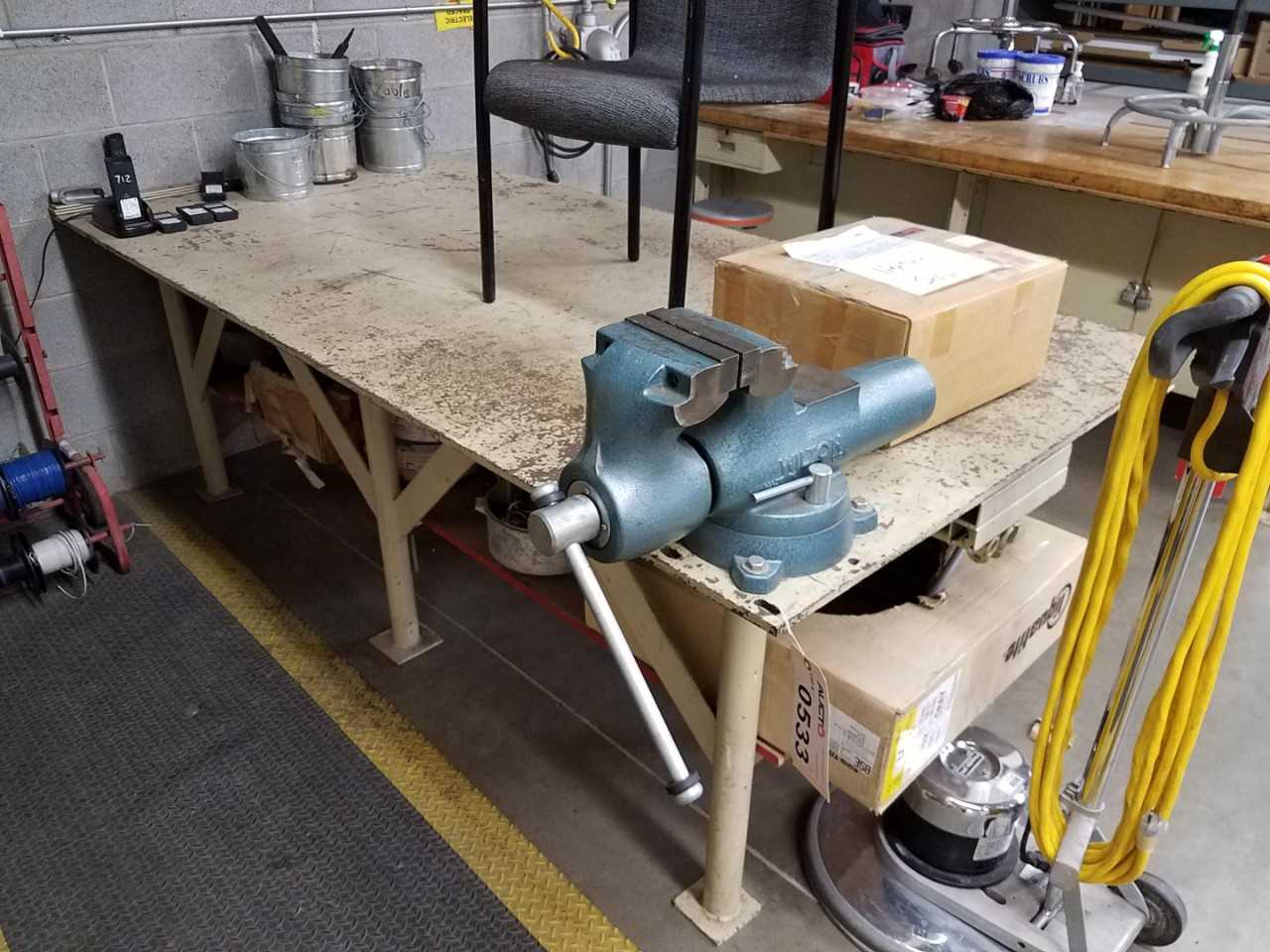 8' x 4' steel work bench with 6" Wilton vise - PLANT & FACILITY