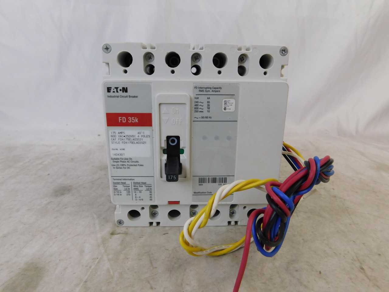 Lot of 1x FD4175ELA03S21 MCCB/Molded Case Circuit Breaker - CIRCUIT BREAKERS Lot of 1x FD4175ELA03S21 MCCB/Molded Case Circuit Breaker - CIRCUIT BREAKERS
