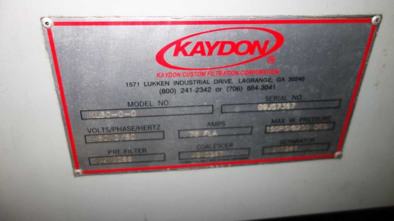 KAYDON KL60-0-0 460V-AC OIL CONDITIONING FILTRATION SYSTEM - PROCESS EQUIPMENT